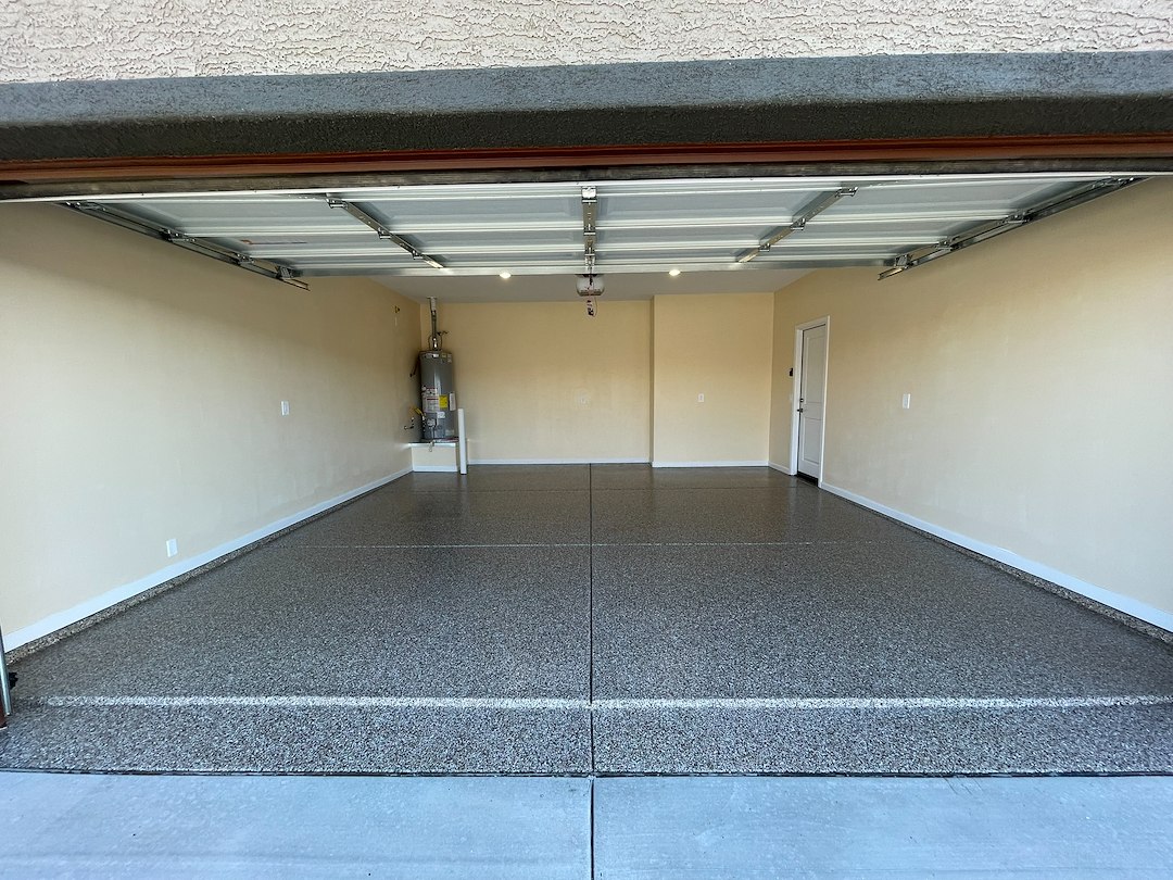 Garage, walkway, and backyard concrete coating patio project completed in Tucson, Az 85757